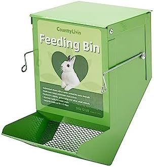  CounttyLivin Metal Small Animal Feeder With Lid, Heavy Duty Rabbit Feeder, Large Capacity Rabbit Food Dispenser, Great For Rabbit, Guinea Pigs, Chinchillas And Other Small Animals. (4.6 Inch, Green)