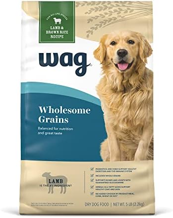  Amazon Brand – Wag Dry Dog Food, Chicken And Brown Rice 5 Lb Bag (Packaging May Vary)