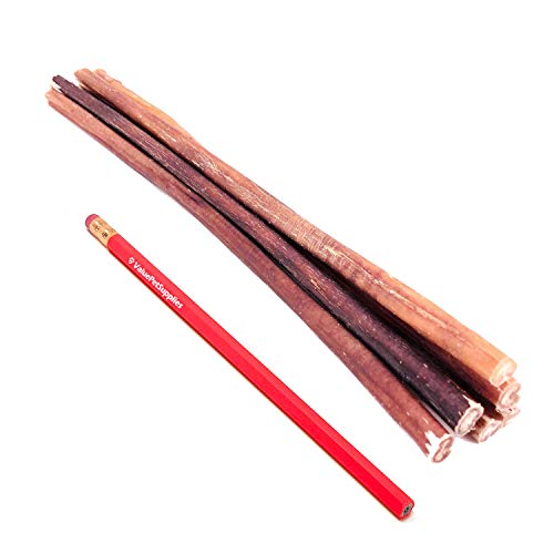  ValueBull Bully Sticks For Small Dogs, Extra Thin 12 Inch, 10 Count - All Natural Dog Treats, 100% Beef Pizzles, Single Ingredient Rawhide Alternative
