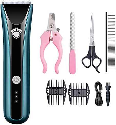  Pet Clippers Low Noise Rechargeable Cordless Electric Quiet Body Wash Grade 7 Waterproof Hair Clippers Set Pet Supplies For Cats Home (Blue, One Size)