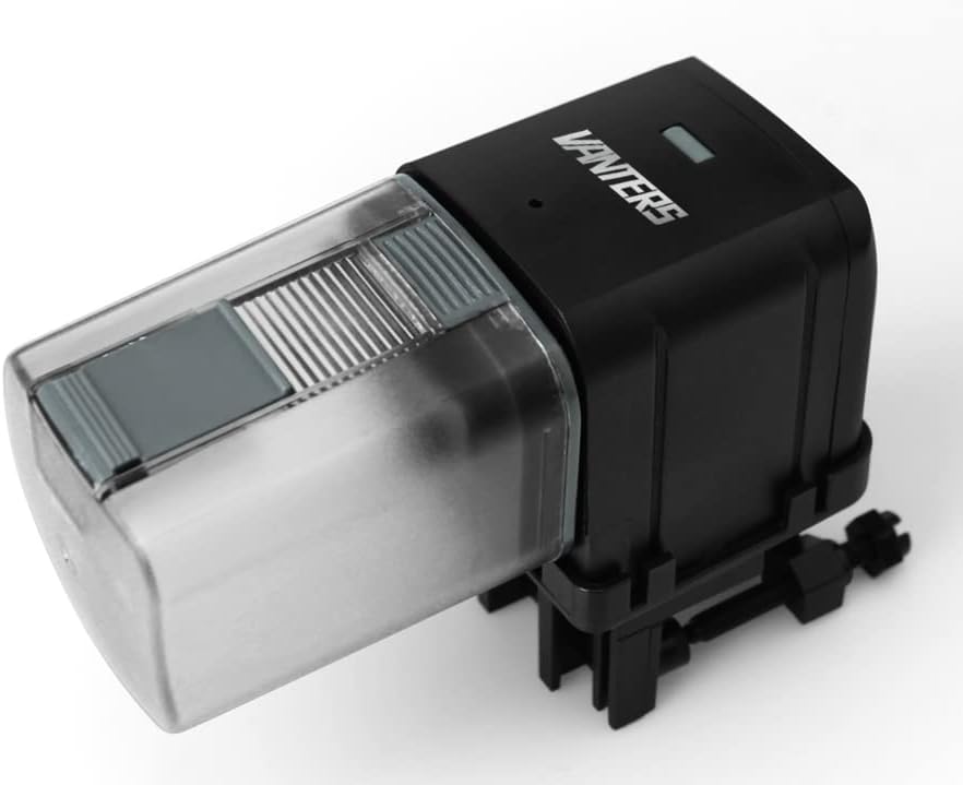  Vanters L27 Automatic Aquarium Fish Tank Feeder Timer Adjustable Food Dispenser (APP Control & USB Power Supply), Compatible With Amazon Alexa (Black, Standard Pack)