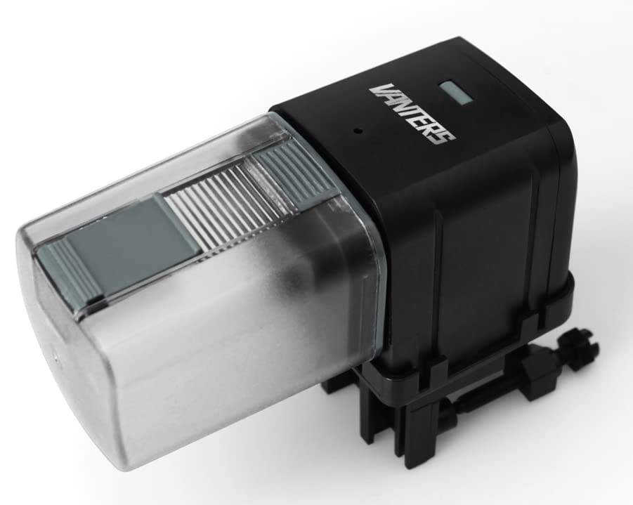  Vanters L27 Automatic Aquarium Fish Tank Feeder Timer Adjustable Food Dispenser (APP Control & USB Power Supply), Compatible With Amazon Alexa (Black, Standard Pack)