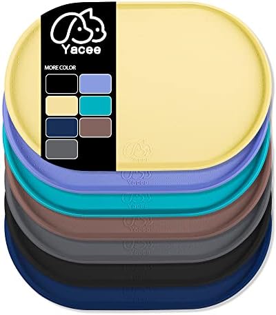  Yacee Silicone Dog Food Mat Waterproof, Easy Clean In Dishwasher, Pet And Cat Mats 0.5" Raised Edges, Placemat Tray To Stop Food Spills And Water Bowl Messes On Floor Large (Small, Black)