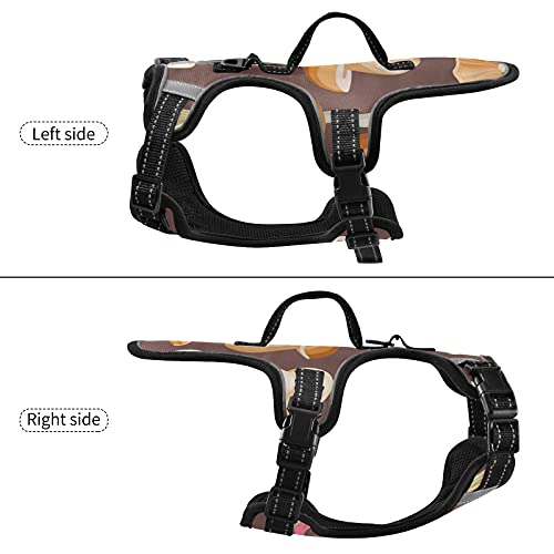  Poeticcity Mushrooms Natural Fungus Mushrooming Organic Food On Brown No Pull Vest Harness, Padded Reflective Adjustable Harnesses For Small To Large Dogs Cats With Leash Clips Easy Control Handle S