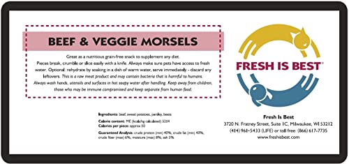  Fresh Is Best - Freeze Dried Healthy Raw Meat Treats For Dogs & Cats - Beef & Veggie Morsels