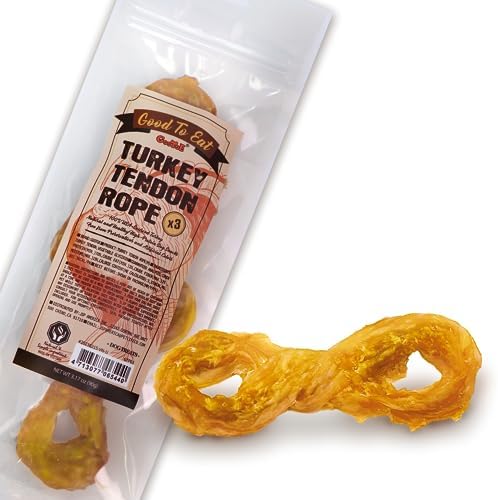  Gootoe Turkey Tendon Dog Treats – 100% USA-Sourced, Natural Snack, Premium Training Chews, Hypoallergenic, Reseal Value Bags, Sizes For Small Medium & Large Dogs, Rope 2 Unit/Pack