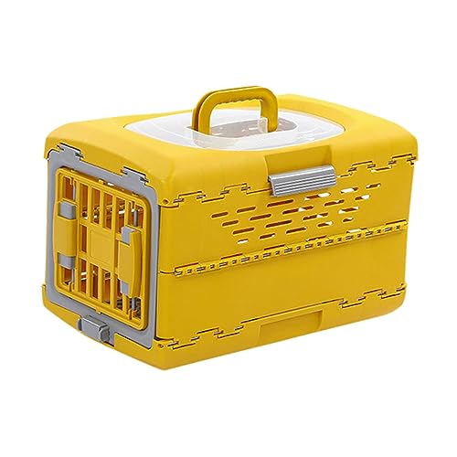  WeiLaiKeQi Collapsible Puppy Crate Portable Dog Kennel Foldable Reusable Heavy Duty Cat Transport Box Travel Cage For Kitten Rabbit Small Animals, Yellow