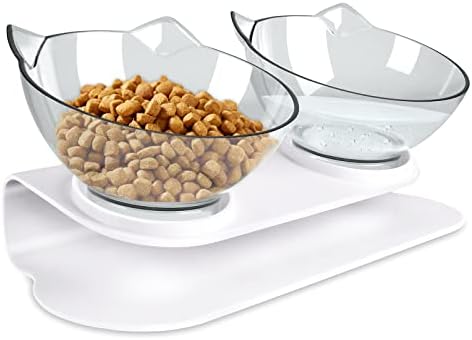 Double Cat Bowl With Raised Stand Pet Food Bowl Perfect For Cats And Small Dogs