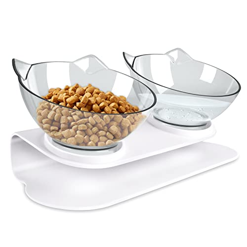  Double Cat Bowl With Raised Stand Pet Food Bowl Perfect For Cats And Small Dogs