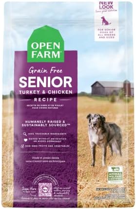  Open Farm Senior Grain-Free Dry Dog Food, Certified Humane Poultry Recipe For Older Dogs With Non-GMO Superfoods And No Artificial Flavors Or Preservatives, 4 Lbs