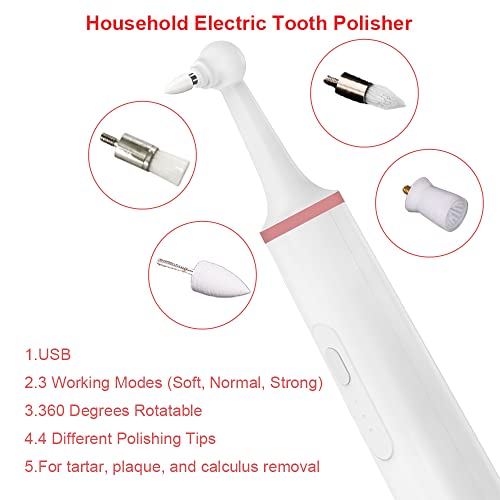 Yuland Electric Tooth Cleaning Kit, 3 Adjustable Modes And 4 Replacement Brushes Rechargeable Teeth Whitening Cleaner For People And Pet Dog (Pink)