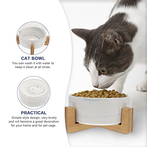  Balacoo Pet Food Bowl Ceramic Water Bowl Ceramic Cat Bowl With Raised Wood Stand Pet Feeding Bowl Kitten Dishes Cat Anti- Skid Water Feeder For Cats Small Dogs Grey Bunny Feeder