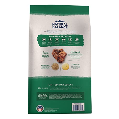  Natural Balance Limited Ingredient Adult Dry Dog Food With Healthy Grains, Lamb & Brown Rice Recipe, 12 Pound (Pack Of 1)