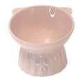  Cat Food Bowls Elevated Tilted, Cute Ceramic Cat Food Bowls, Elevated Cat Food Bowl Whisker Friendly, Anti Vomit & Reduce Neck Burden, Raised Cat Bowl For Food And Water (Pink)