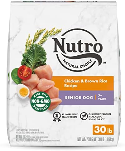  NUTRO NATURAL CHOICE Senior Dry Dog Food, Chicken & Brown Rice Recipe Dog Kibble, 30 Lb. Bag