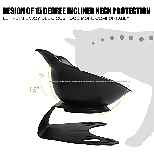  Elevated Cat Bowls,Double Cat Dog Bowls,15°Tilted Raised Cat Bowls,Cat Food Bowls Protective Cat Feeder Bowl For Cats And Small Dogs