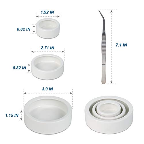  Ceramic Reptile Food And Water Bowl Set Of 3,Mini Reptile Feeding Dish,Worm Dish For Lizard Anoles Bearded Dragons(with Tweezer)