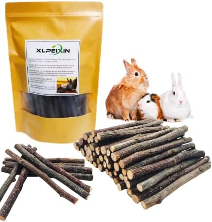  XLpeixin Apple Sticks Natural Chew Toys And Treats For Chinchilla Guinea Pig Hamster Gerbil Rabbit Chew Toys For Teeth,Chew Sticks For Rabbits (Thin 600g-21oz)…