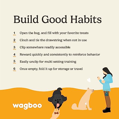  Wagboo Green Canvas Dog Treat Pouch Drawstring | Pet Training Hands-Free Snack Food Bag Kibble Jerky Hook Clip Pants Modern Simple Easy Black …