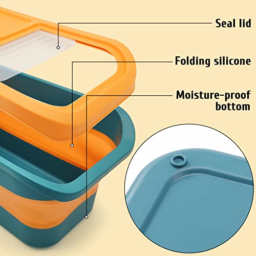  BNOSDM 2 Pack Folding Pet Food Storage Container, 15lb Dog And Cat Food Storage Bin, Clear Sliding Lid, Suitable For Pet Food, Rice, Flour, Plastic, Easy Storage Green