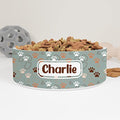 GENERIC Cute Dog Paw Print Pattern Personalized Pet Bowl Cat Bowls, Cute Dog Bowl With Name, Custom Ceramic Dog Cat Pet Bowls Available In Two Sizes