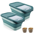  BNOSDM 2 Pack Folding Pet Food Storage Container, 15lb Dog And Cat Food Storage Bin, Clear Sliding Lid, Suitable For Pet Food, Rice, Flour, Plastic, Easy Storage Green