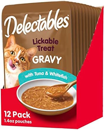  Hartz Delectables Gravy Non-Seafood Lickable Wet Cat Treats, Chicken, 12 Pack