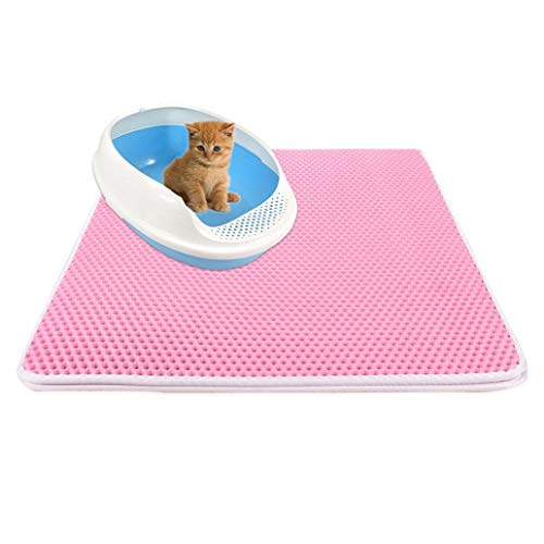  Asdf586io Pets Public Accessories, Dual Layer Waterproof Honeycomb Non-Slip Cat Litter Mat Floor Pad Pet Supply - Pink 30x30cm