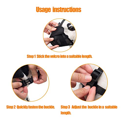  Lepark Nylon Mesh Dog Muzzle With Overhead Strap For Small,Medium And Large Dogs,Anti Biting, Barking And Chewing,Ajustable And Breathable(S,Black)