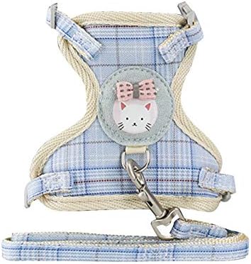  XxiaoTHAWxe Pet Leash Traction Rope, Pet Nylon Mesh Harness Leash Collar Clothes Vest Cat Kitten Cord Traction Rope For Walking Training Running - Blue L