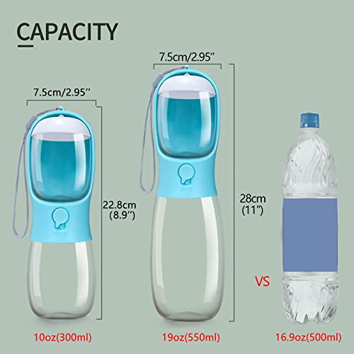  AVELORA Dog Water Bottle,Portable Pet Water Bottle With Food Container,Outdoor Portable Water Dispenser For Cat,Puppy,Pets For Walking,Hiking,Travel,Puppy Essentials,Dog Stuff(19oz)