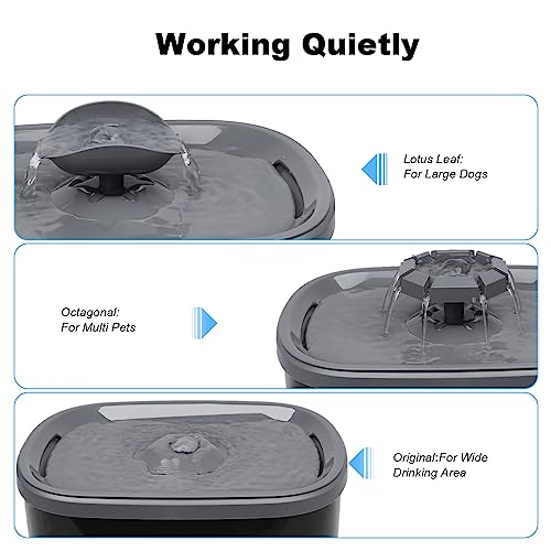  SIBAYS 9L 300OZ 2.4GAL Dog Water Fountain For Large Dogs,3 Sprouts Pet Water Fountain For Dogs,Multi Pets,3 In 1 Light,Automaticlly Super Quiet,4 Layer Filter,BPA-Free Material