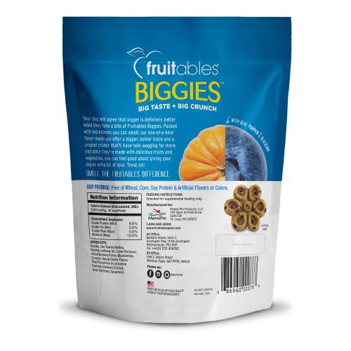  Fruitables Biggies Dog Biscuits – Crunchy Dog Biscuits Made With Pumpkin – Healthy Dog Treats Packed With – Free Of Wheat, Corn And Soy – Pumpkin & Blueberry – 16 Ounces