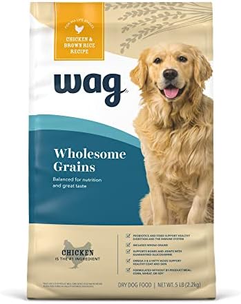  Amazon Brand – Wag Dry Dog Food, Salmon And Brown Rice, 30 Lb Bag (Packaging May Vary)