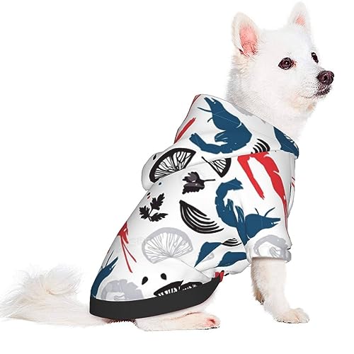  Shrimp Pattern Sea Food Pet Dog Costume Pets Wear Hoodies Fall Cloth Sweaters Sweatshirts Jacket Pullover