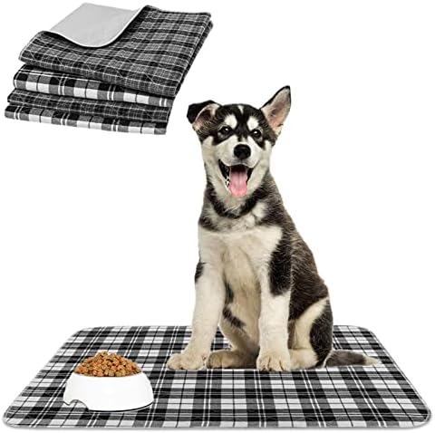  KOOLTAIL Washable Pee Pads For Dogs - Waterproof & Non-Slip Plaid Puppy Potty Training Pads, Reusable Whelping Pads, Dog Food Feeding Mat,Blue & Purple & Brown