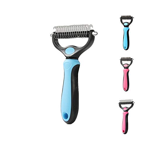  YangYan Dog Cat Trimmer Comb Rake Pet Fur Knot Cutter Remove Rake Comb Pets Brush Dematting Grooming Deshedding Tool (Color : Blue, Size : S)