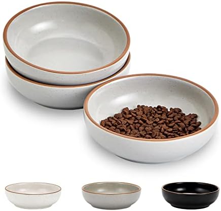 LETITBE Ceramic Cat Bowls Set, 5.3 Inch Cat Food Bowls, Cat Dishes For Indoor Cat, Pet Kitten Food Bowl, Cat Food Dish Small Animal Pet Bowls, Matte Black