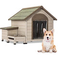 GENERIC Ervegurypets Outdoor Fir Wood Dog House With Large Terrace & Weatherproof For Small, Medium Dogs