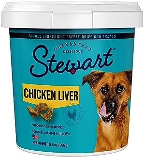  Stewart Freeze Dried Dog Treats, Beef Liver, Grain Free & Gluten Free, 21 Ounce Resealable Tub, Single Ingredient, Dog Training Treats