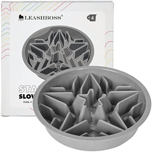  Leashboss Slow Feeder Dog Bowls - Cup Maze Puzzle Food Bowl With Feeder Holes, Fits Into Elevated Pet Feeders - Slow Eating For Large, Medium & Small Sized Breeds (2 Cup - 7.5-8 Inch Feeder Holes)