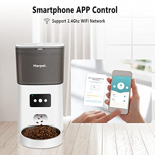  6L Automatic Cat Feeder, 2.4G WiFi Smart Dry Food Dispenser, Detachable Pet Feeder With Two Stainless Steel Bowls & Meal Splitter, APP Control, 10s Voice Recording, Up To 15 Meals Per Day