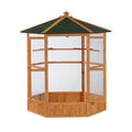  ACQUIRE Large Wooden Aviary Flight Bird Cage With Covered Roof Outdoor Wood Aviary Hexagonal Bird Cage