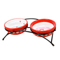  Iplusmile Christmas Supplies Dual Use Cat Bowls Ceramic Bowl Non- Slip Feeding Container Pet Water Food Bowls With Bowl Holder Red