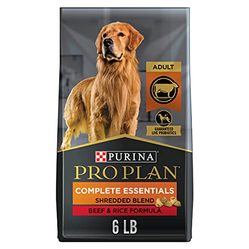  Purina Pro Plan High Protein Dog Food With Probiotics For Dogs, Shredded Blend Beef & Rice Formula - 6 Lb. Bag