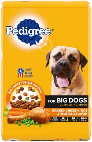  Pedigree For Big Dogs Adult Complete Nutrition Large Breed Dry Dog Food Roasted Chicken, Rice & Vegetable Flavor Dog Kibble, 16 Lb. Bag