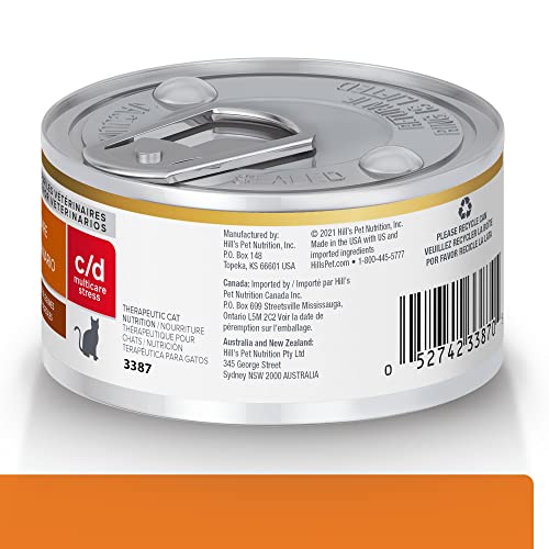  Hill's Prescription Diet C/d Multicare Stress Urinary Care Chicken & Vegetable Stew Wet Cat Food, Veterinary Diet, 2.9 Oz. Cans, 24-Pack