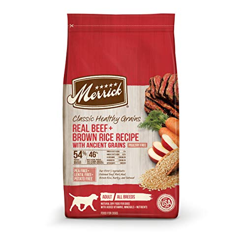  Merrick Classic Healthy Grains Dry Dog Food Real Beef + Brown Rice Recipe With Ancient Grains - 4 Lb. Bag
