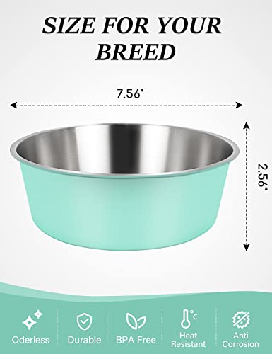  LIHONG Stainless Steel Dog Bowls, Non Slip Dog Bowls, Dog Food Water Bowls, Pet Bowls For Small Medium Large Dogs Cats, Metal Basic Bowls, Dishwasher Safe, Easy To Clean, Green