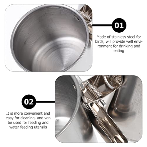  BIENKA 1pc Outdoor Pigeon Hanging African Water Cm Basket Food Feeding Gray Holder Attracting Bowl Cage Double Container Parrot With Birds Feeder Waterer Clip Supplies Drinking Stainless Bowl